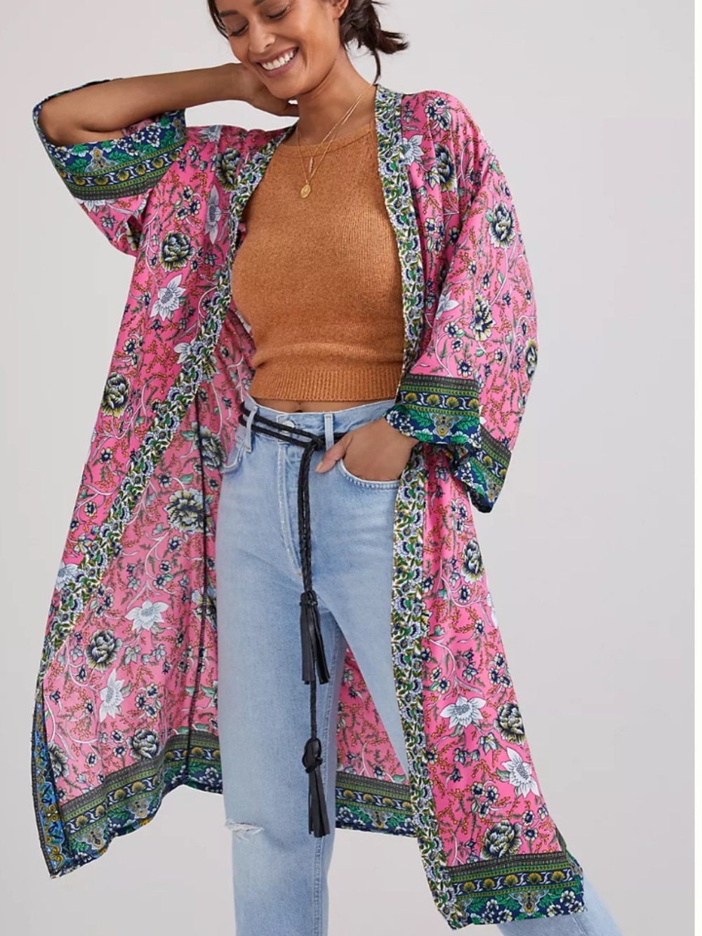 Anthropologie Lyla Floral Vine Kimono open tunic
